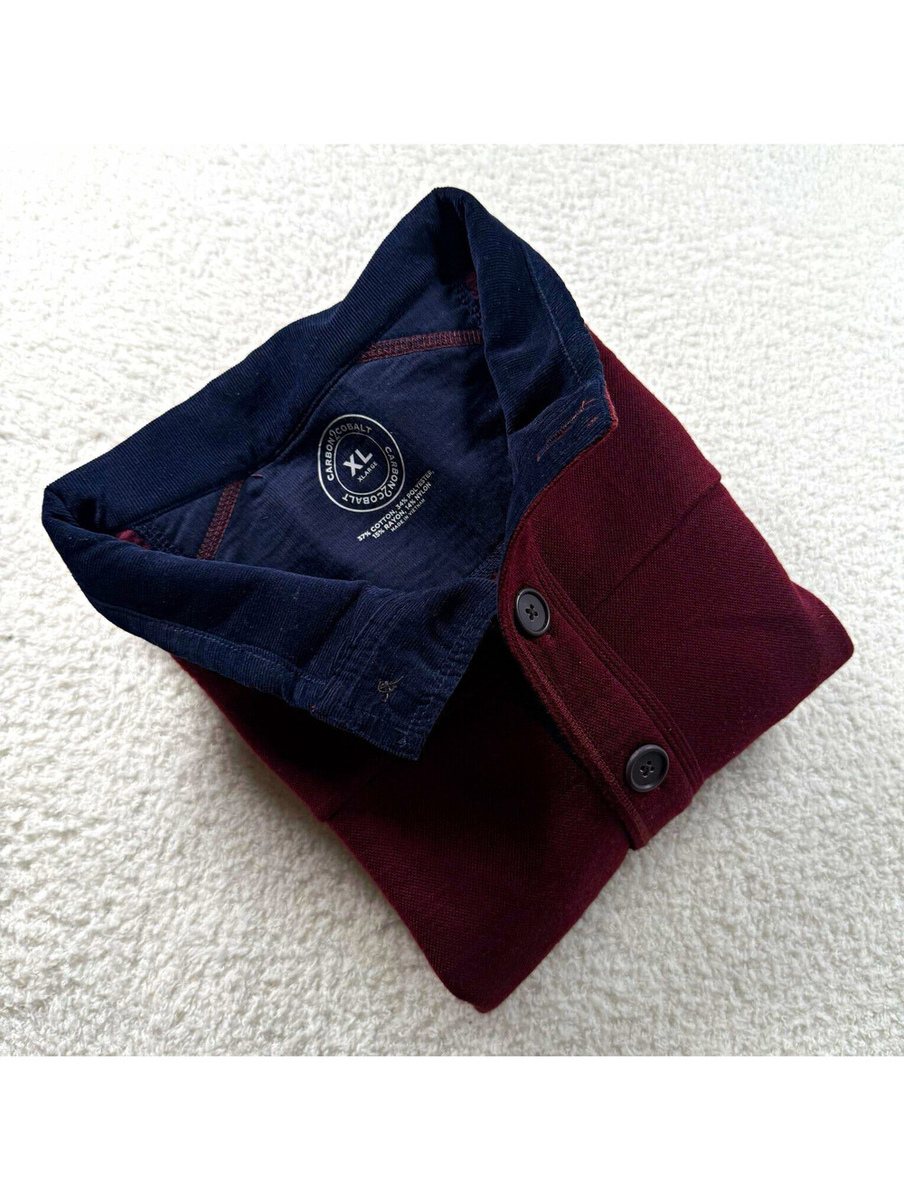 Carbon2Cobalt Men’s XL Burgundy Button Mock Neck Pullover Sweater Casual